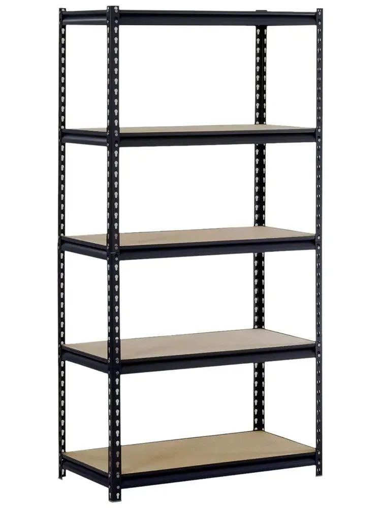 45 X 90 X 180cm 5 Tiers Powder Coated Storage Rack Black Office Furniture