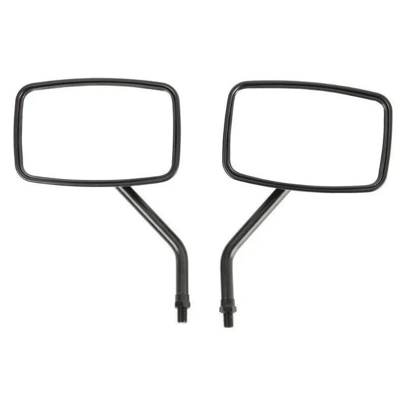 1 Paar schwarze 10-mm-Universal-Motorrad-Rückspiegel mit Gewinde, schwarze rechteckige Rückspiegel für Motorrad, Roller, ATV – Detail 3