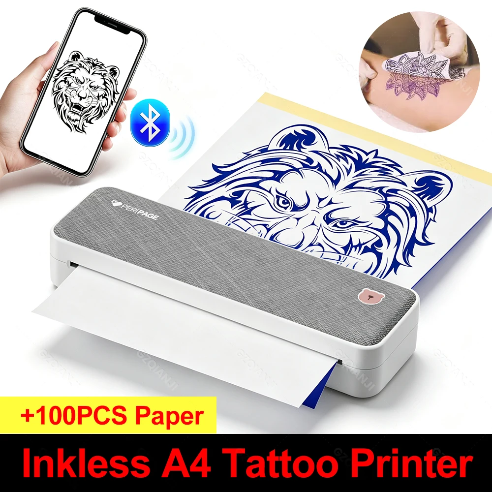 Peripage A40 Thermodrucker, kabellos, Tattoo-Übertragung, Bluetooth, USB, mobile Maschine, Text, PDF, Dokumentendruckmaschine mit Papier