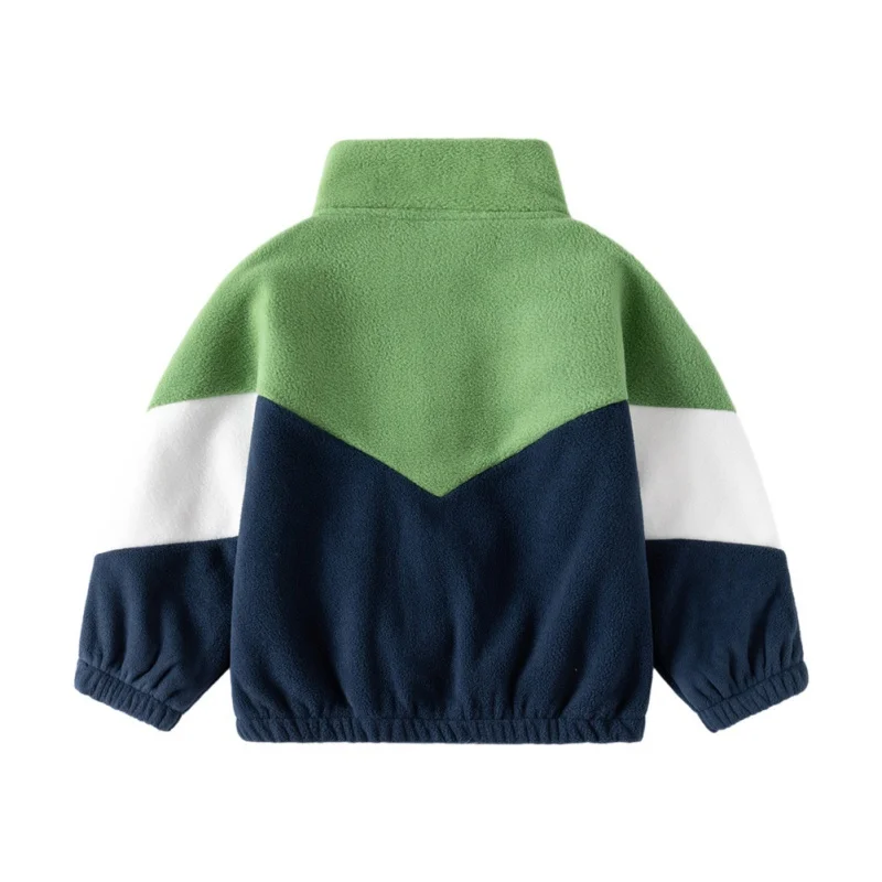 Autumn WInter Children Jacket Polar Fleece Stitching Coat Kid Plush Warm Outdoor Jacket Casual Fashion Outerwear Boy Girl Outfit