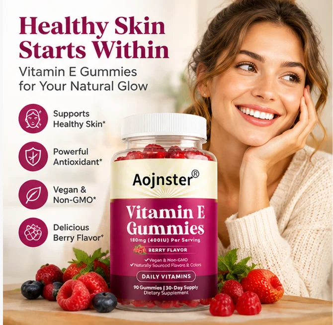 Vitamin E Gummies 400IU Per Serving, Berry Flavor, Vegan Non‑GMO Daily Antioxidant Vitamin Supplement,90 Gummies