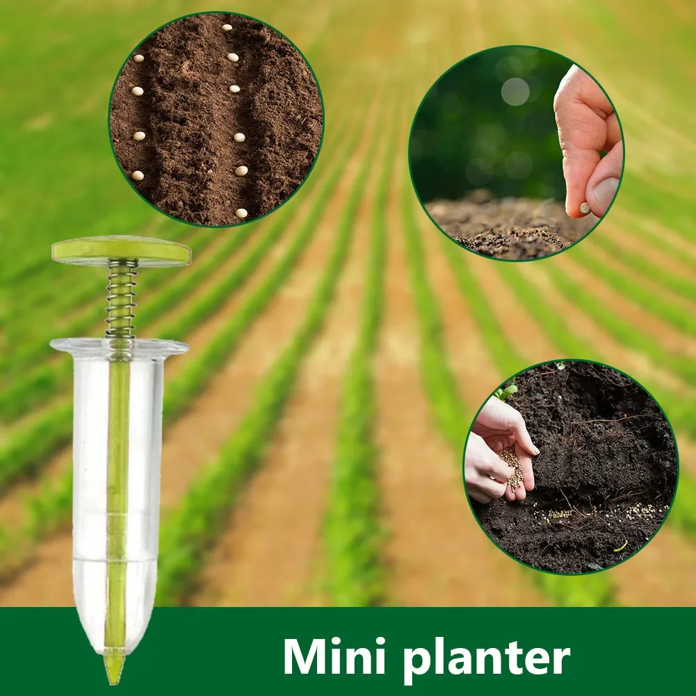 1-6PCS Mini Sowing Seed Dispenser 5 Different Settings Plant Seed Sower with 2 Transplanting Tools Home Garden Seeding Dispenser