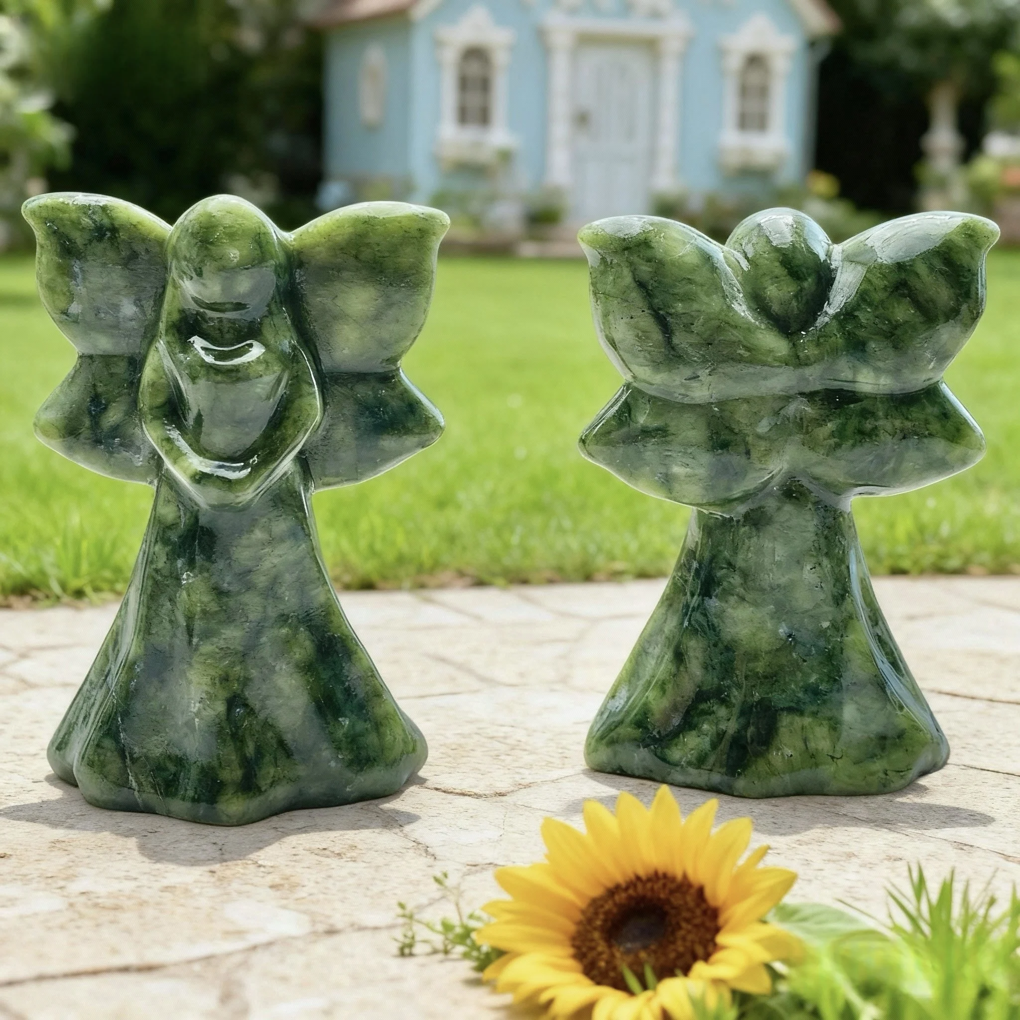1PC Xiuyan Butterfly Fairy Carved Ornament Stone Collection - Unique Home Decor Halloween & Easter Decorative Gift
