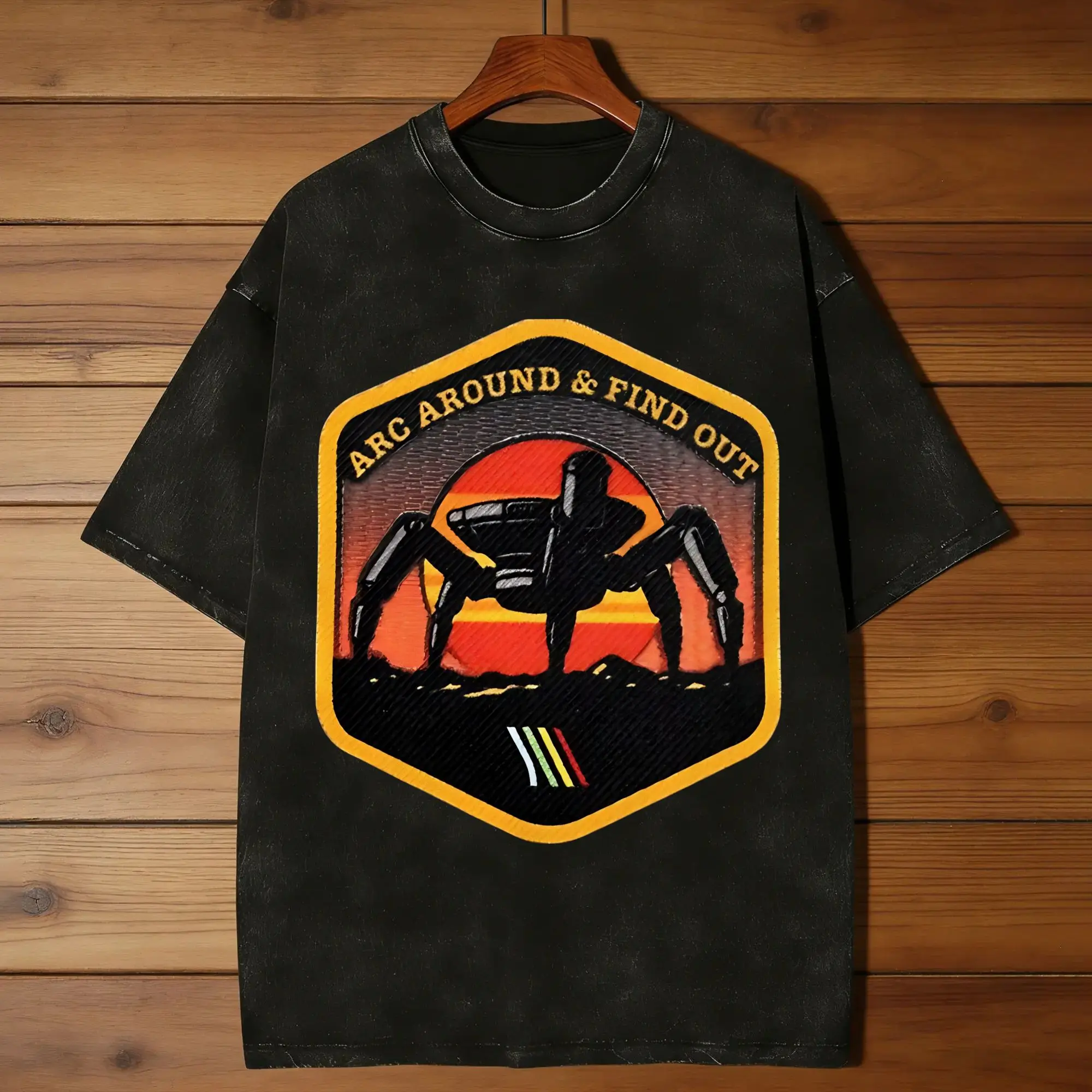 Oversized Washed T-Shirt ARC Around & Find Out Cotton T Shirts  Leisure Tshirt for Male Summer Y2K Classic Casual Tees