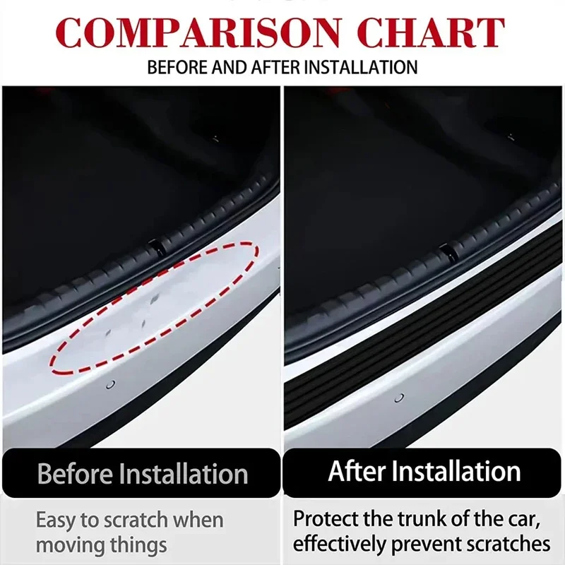 For Audi Q4 e-tron Car Trunk Sill Anti-Scratch Guard Strip Rear Bumper Rubber Protector Decorative Cover Sticker 6