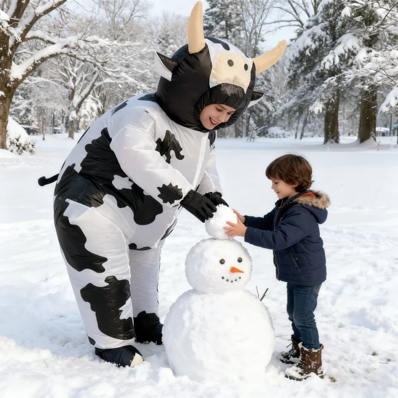 

Взрослый надувной костюм коровы, надувной костюм коровы всего тела, забавный наряд на Хэллоуин, Рождество, карнавал, вечеринку, косплей, наряд