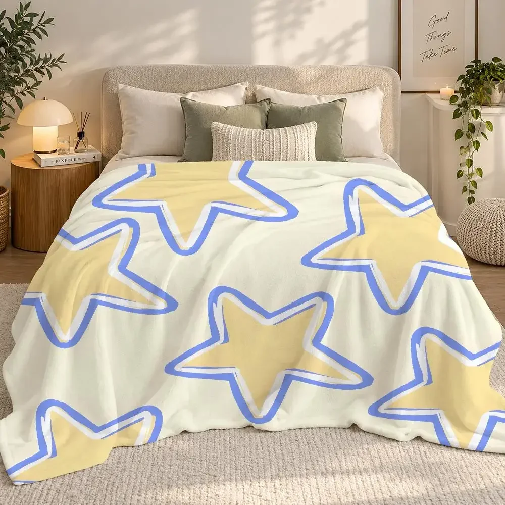 stars are beautiful fascinating Throw 240g flannel blanket, suitable for sofas, beds, offices, exquisite gift blankets