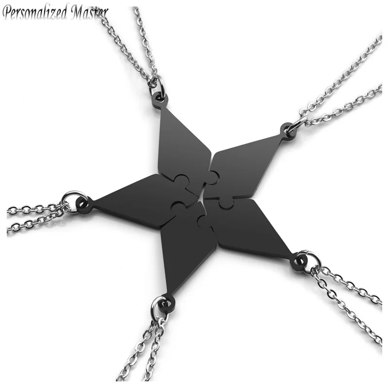 Pendentif Pentagramme Personnalisé avec Nom de Maître, Puzzle Étoile en Acier Inoxydable, Bijoux DIY pour Amis, Cadeau de Famille