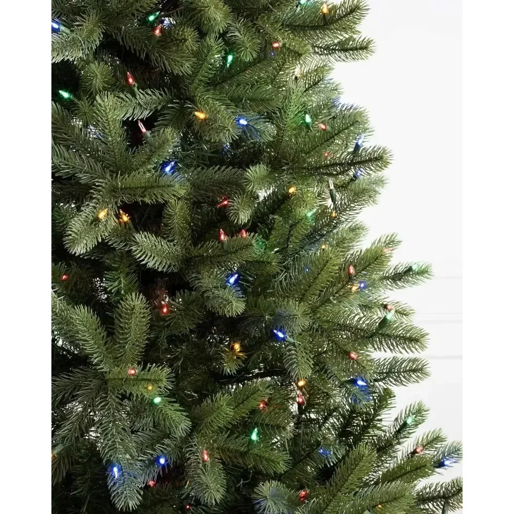 Christmas Tree,7.5ft Pre-Lit Woodland Spruce Artificial with Multicolor LED Lights dark green Easy To Assemble free shipping