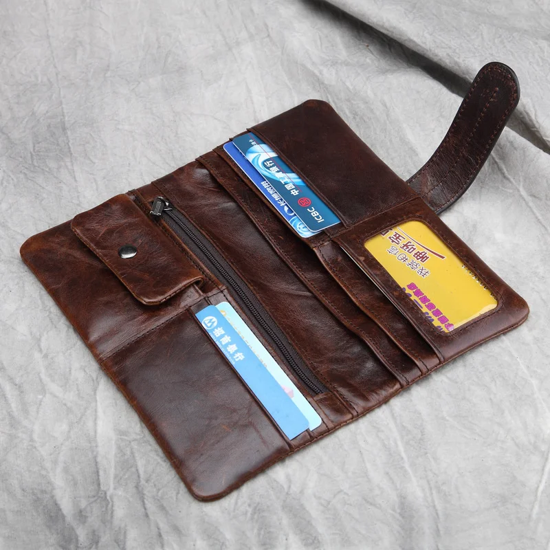 MOTAORA Man Genuine Leather Wallet Male Vintage Long Purse For Cash ID Card Coin Men's Retro Classic Cowhide Leisure Wallets