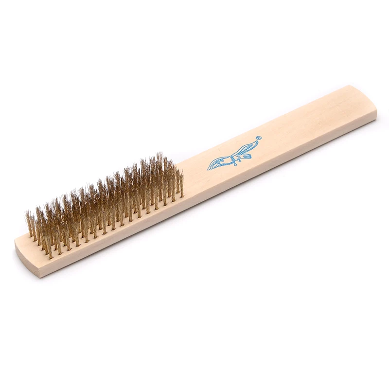 Brass Brush for Metal Wood Car Tool Cleaning Rust Paint Removal Soft Brass Wire Scratch Brush with Wooden Handle