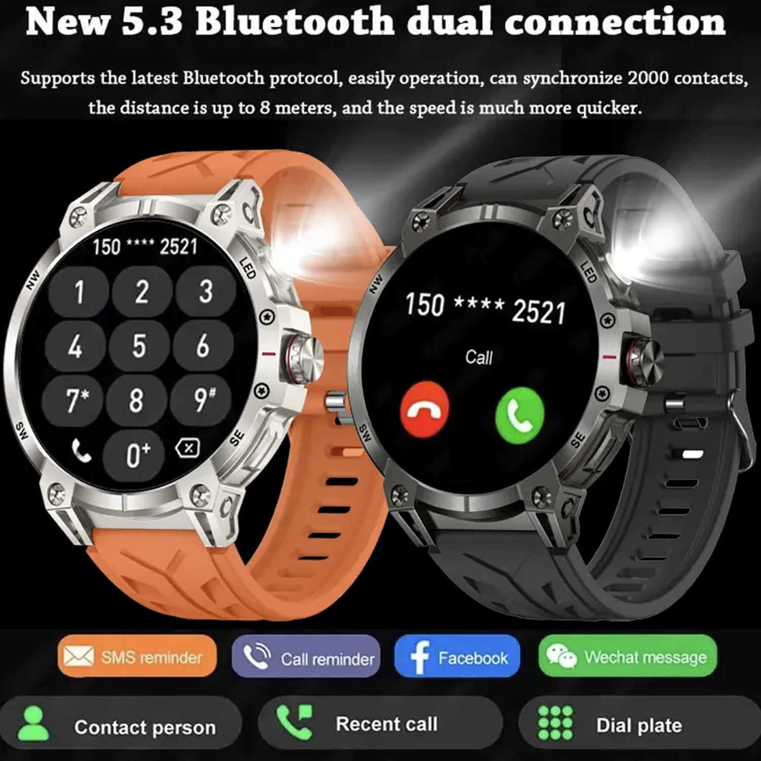 2025New GPS Outdoor Robuste Smart Uhr Männer LED Lights760 Extra Große mAh Batterie Wasserdichte Uhr Für Android IOS Smartwatch Neue