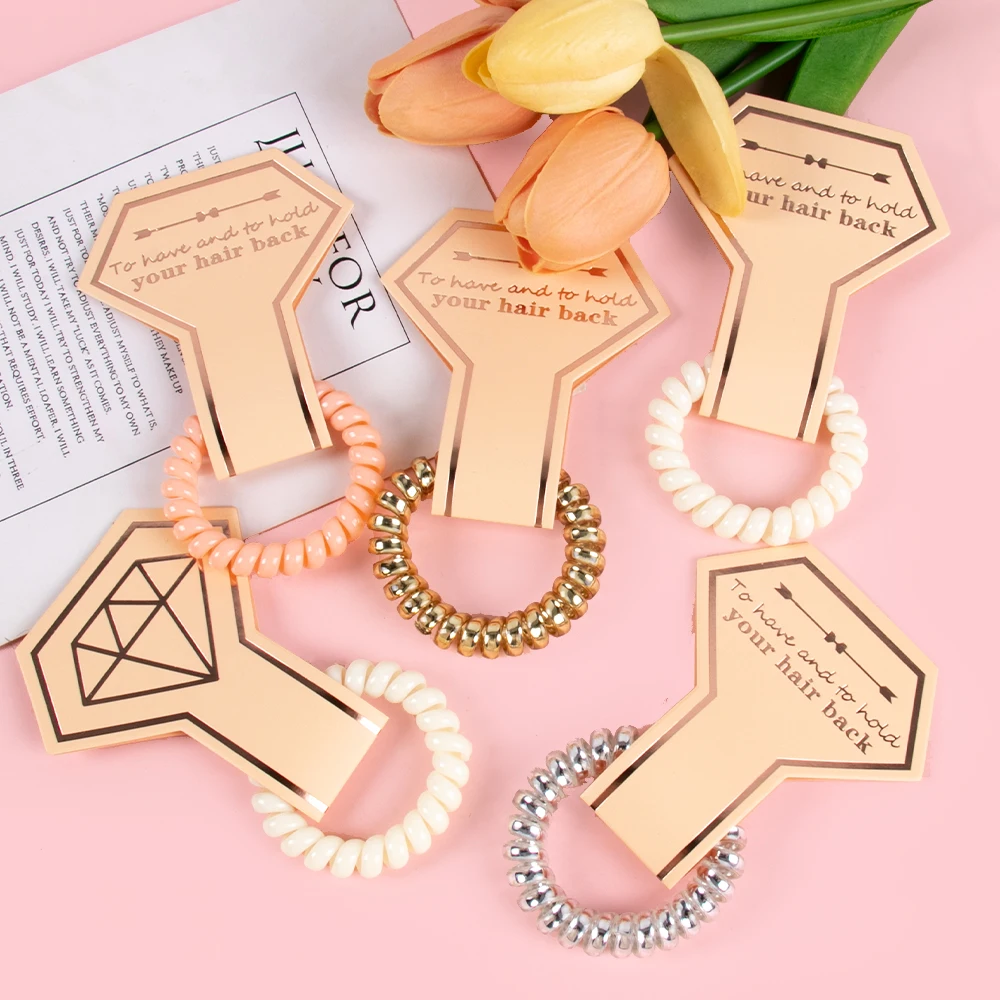 7/13pcs Spiral Hair Ties with Diamond Card Bachelorette Party Hair Accessories Bridesmaid Gift for Wedding Bridal Shower Favors