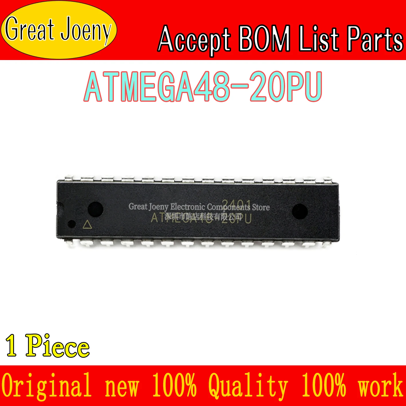 100% New Original ATMEGA48 ATMEGA48-20PU IC MCU Chipset DIP-28