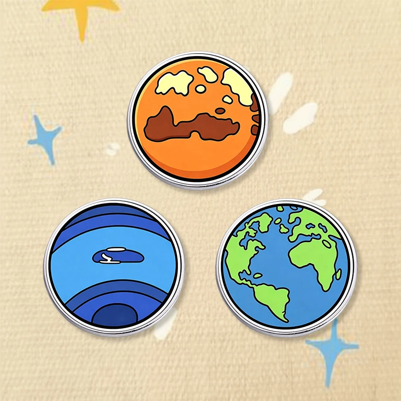Solar System Planets Mars Neptune Earth Set UV Printing Pin Educational Science Space Astronomy Brooch Lapel Badge Jewelry