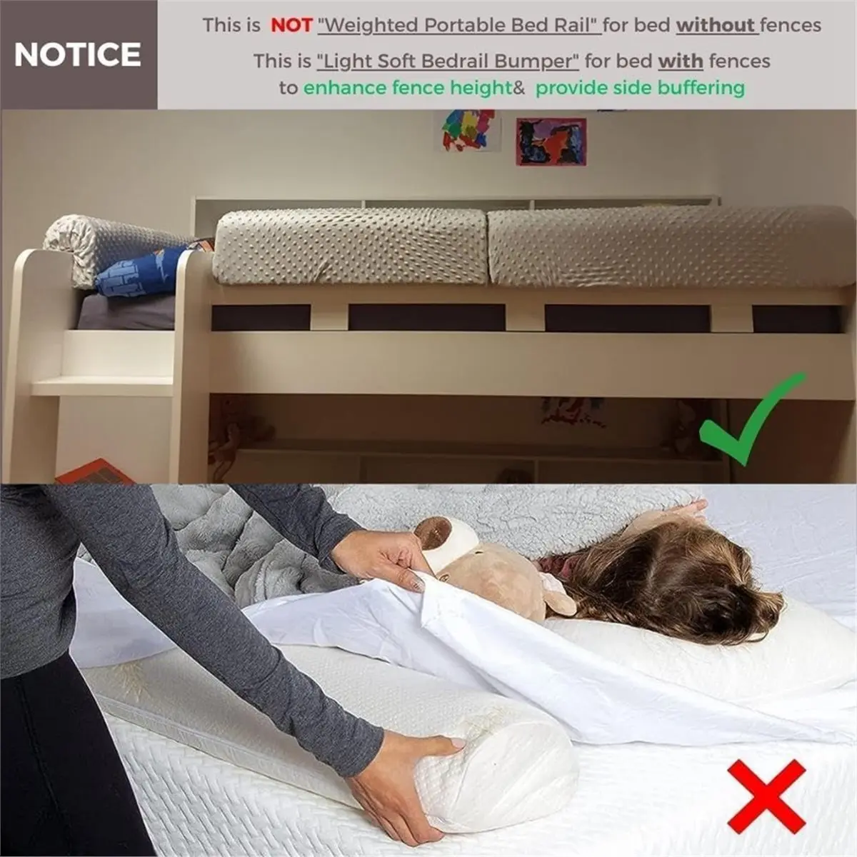 (A02R] Toddlers' Bed Rail Bumpers Protecter,Children'S Bed Guardrail Padding,Anti-Collision Increased Height view 2