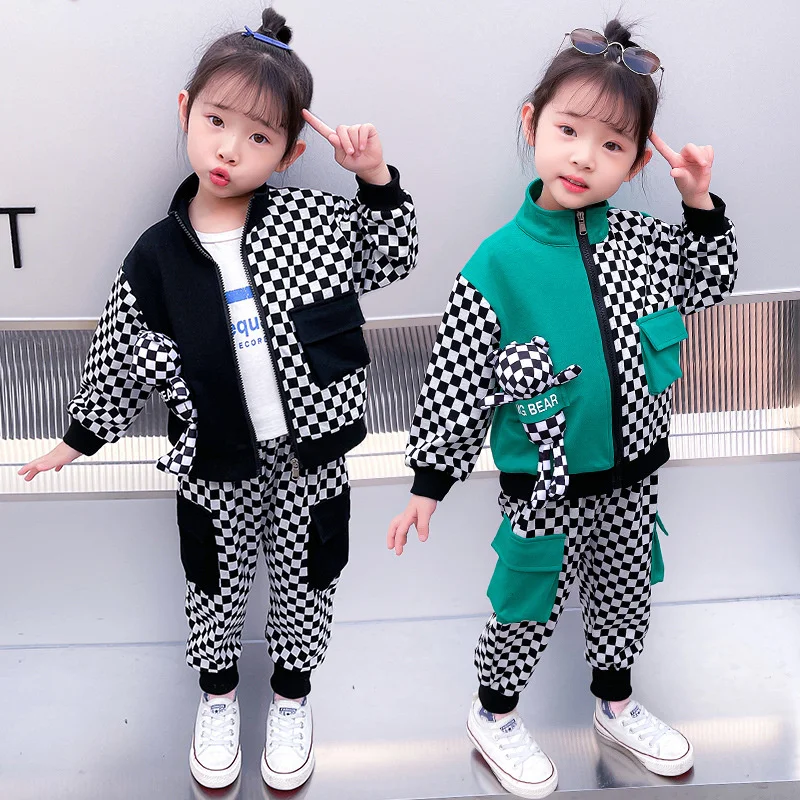 

Girls Suit Coat+Pants Cotton 2Pcs/Sets 2022 New Spring Autumn Outfits Sports Sets Kid Tracksuit Uniforms Children Clothing