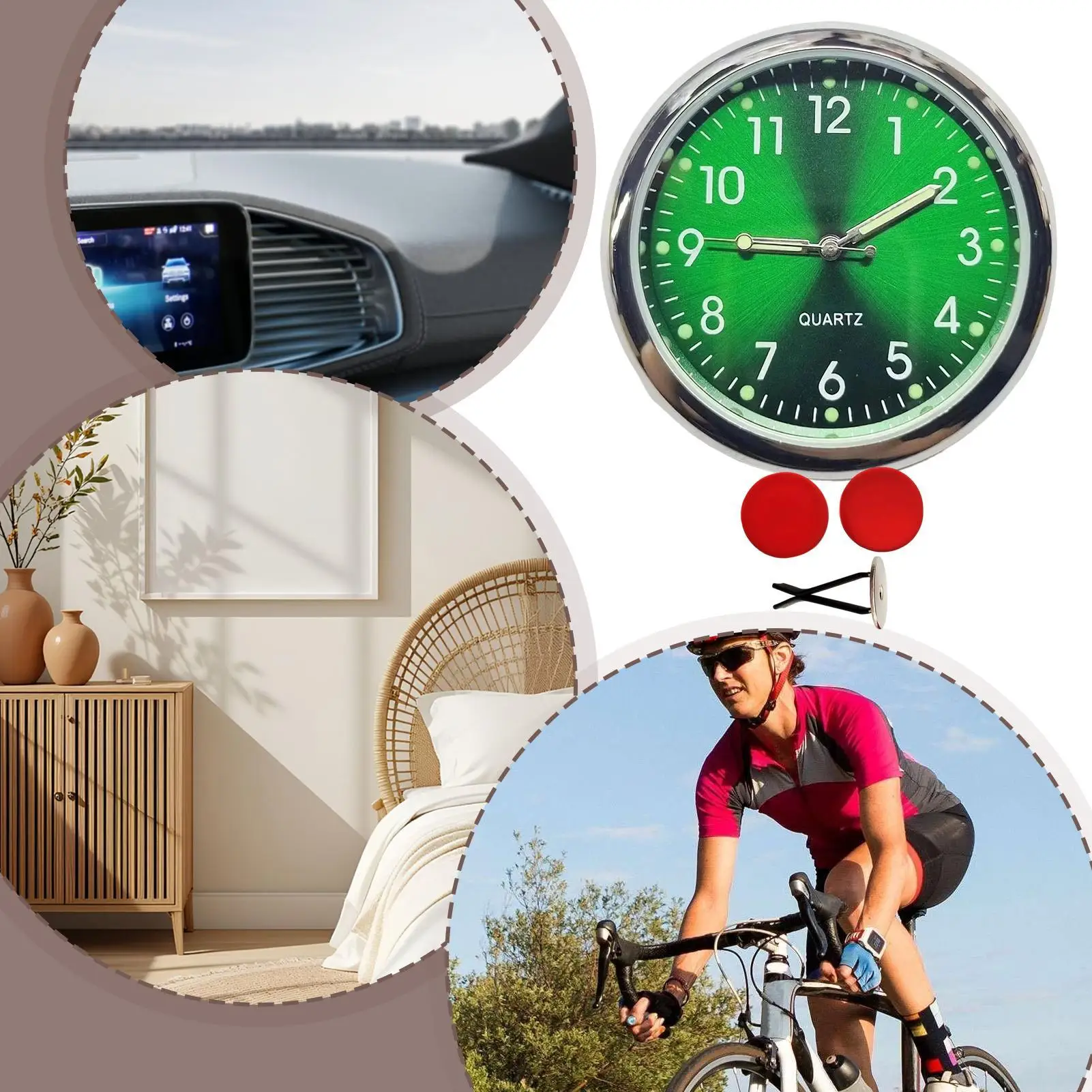 

Часы для автомобиля Кварцевые светящиеся винтажные часы с зажимом и наклейкой Маленькие часы с зажимом и наклейкой для приборной панели автомобиля Мотоцикл