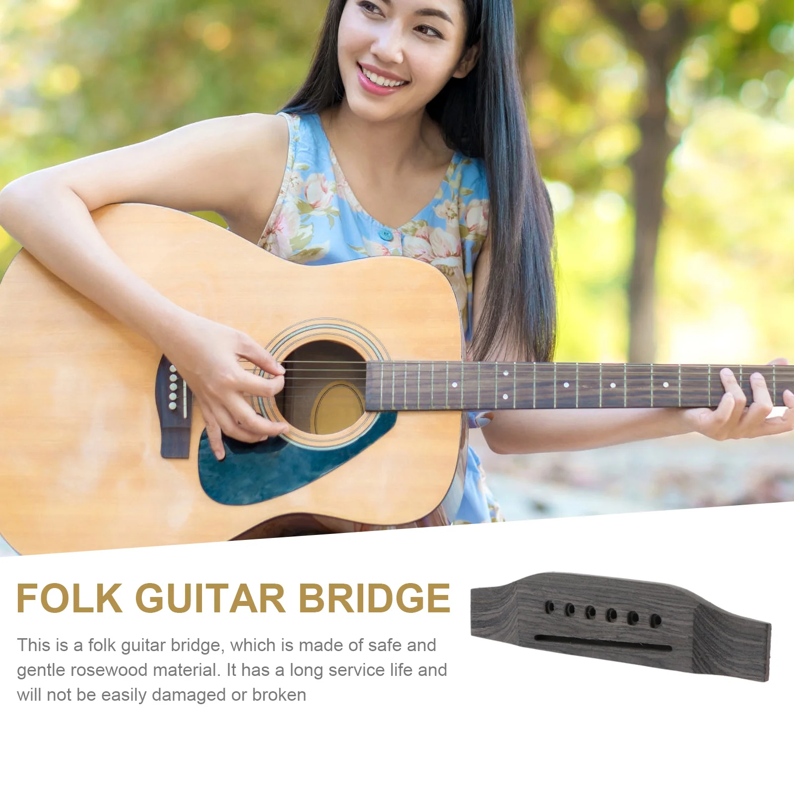 

Rosewood Guitar Bridge for 41 Inch Acoustic Folk Guitar Replacement Sturdy Wooden Instrument Part Crisp Sound Premium