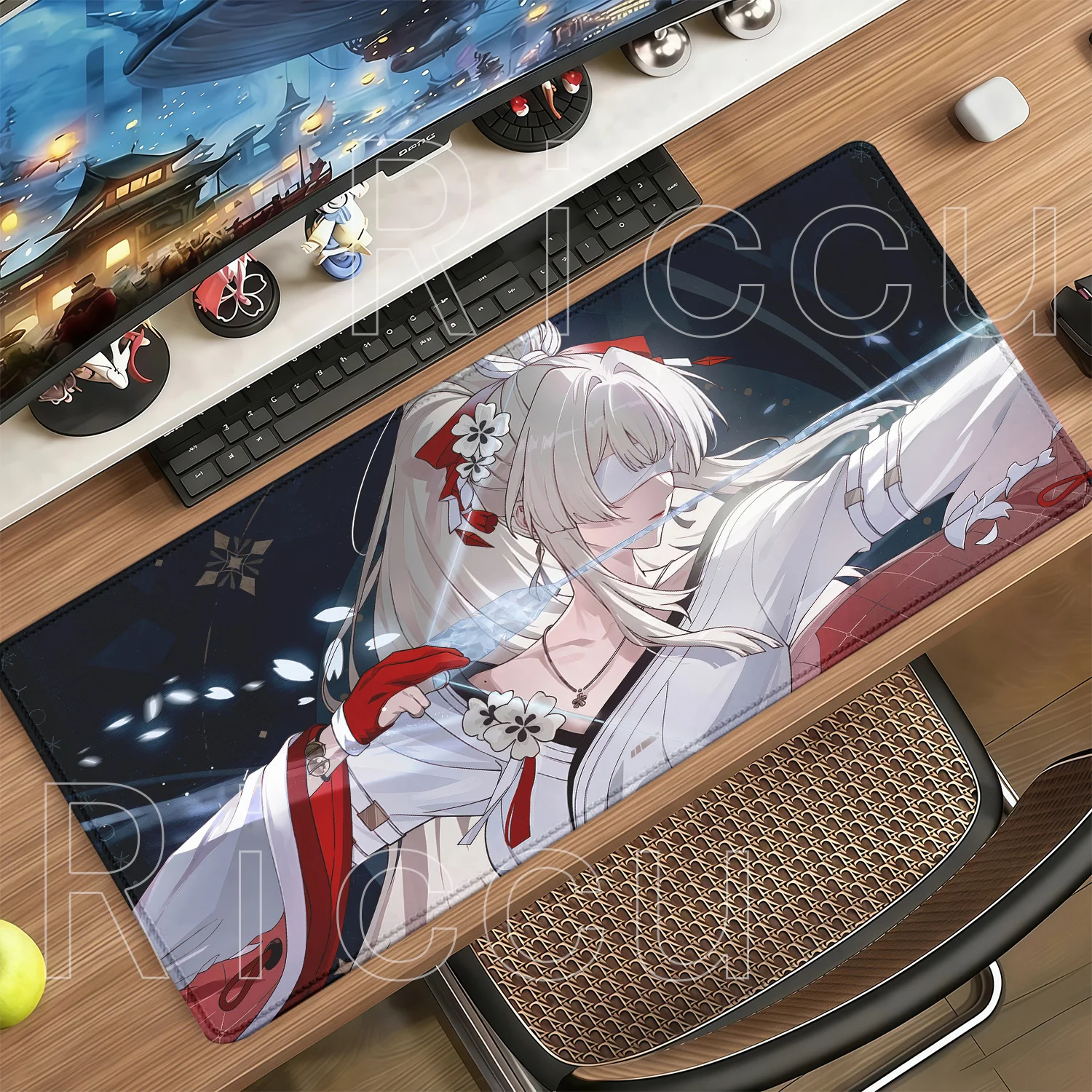 Hiyuki WuWa Anime Girl Mouse Mat Wuthering Waves Gaming Non-slip Base Mousepad Office Accessories Keyboard HD Printing Desk Mat