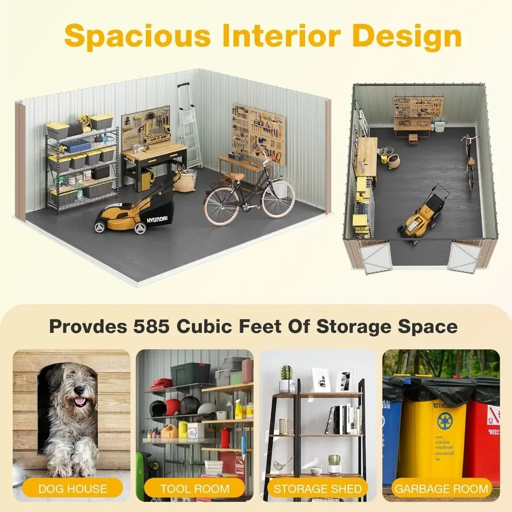 

Сарай для хранения на открытом воздухе 10x12 футов с полом и запираемыми двойными дверями, сверхпрочный металлический сарай из оцинкованной стали