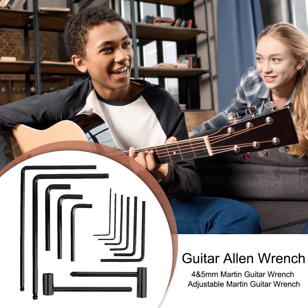 13pcs/Set Guitar Wrenches Professional L Shaped Hex Hexagon Key Allen Wrench Guitar Neck Truss Rod Adjustment Accessories