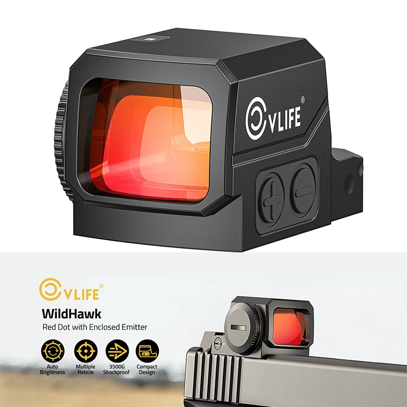 

CVLIFE Red Dot Sight 32MOA Circle & 2MOA Reflex Sight Optic Scope for Compact Pistol with Adapter for MOS/Picatinny Motion Awake