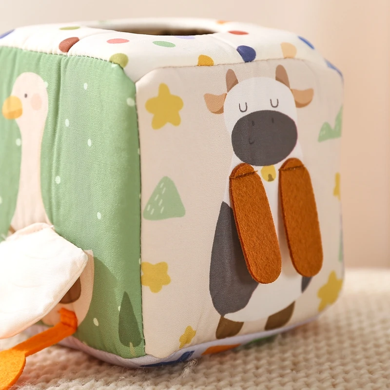 Baby Montessori Spielzeug Baumwolle Magische Taschentuchbox Fingerübungs-Beschäftigungsspiel Pädagogisches Spielzeug Weiche Rassel Spielstoffbuch Geschenk – Detail 7
