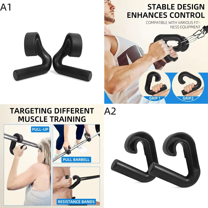 

1 пара ручек для спортзала, высокопрочный нейлон с двойным крючком, нескользящий, износостойкий дизайн, домашний коммерческий тренажер двойного назначения