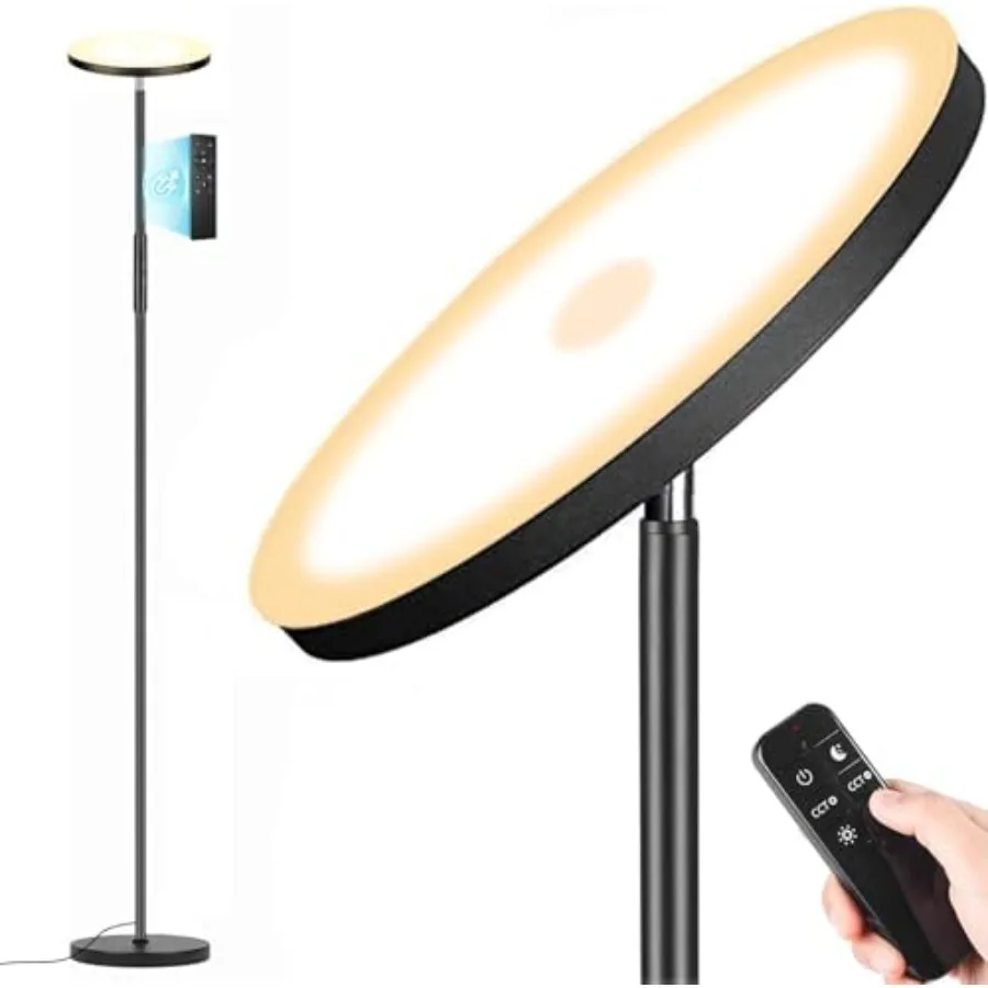 Upgraded Torchiere Floor Lamp, 36W 3600LM Super Bright LED Floor Lamp for Living Room Bedroom Office, Dimmable Modern Standing