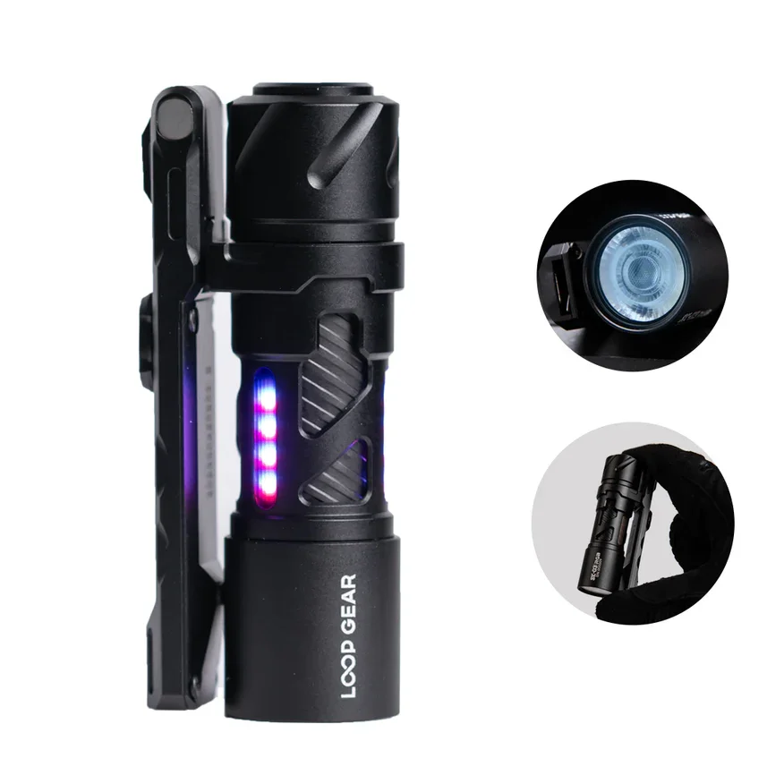LOOP GEAR SK03 RGB Multi-functional Bracket Flashlight 1000 lumen RGB 8 Colors Side Light USB C Charging EDC Torch Lamp