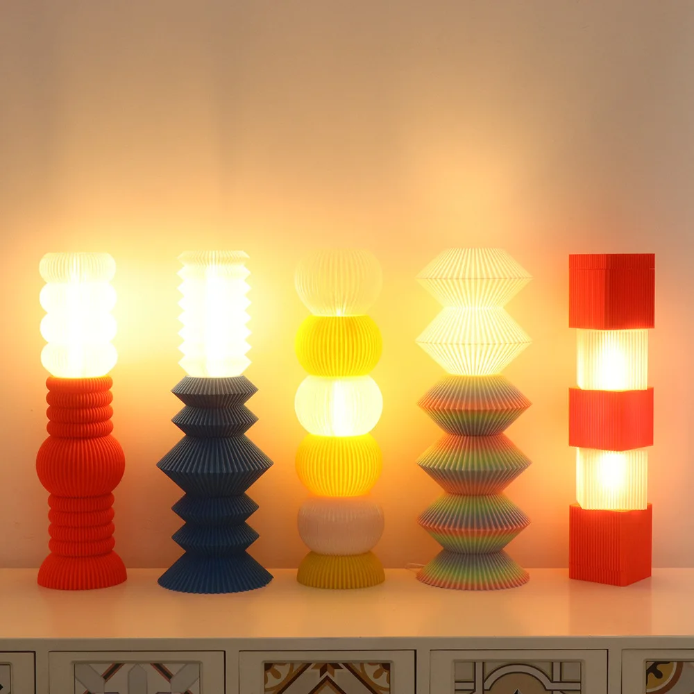 Memphis style creative 3D printing PLA night light personalized stacking atmosphere home decoration ornament soft light view 3