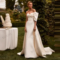 Vestidos De Novia elegantes De satén, vestido De sirena De un hombro, longitud hasta el suelo, tren De barrido, 2024
