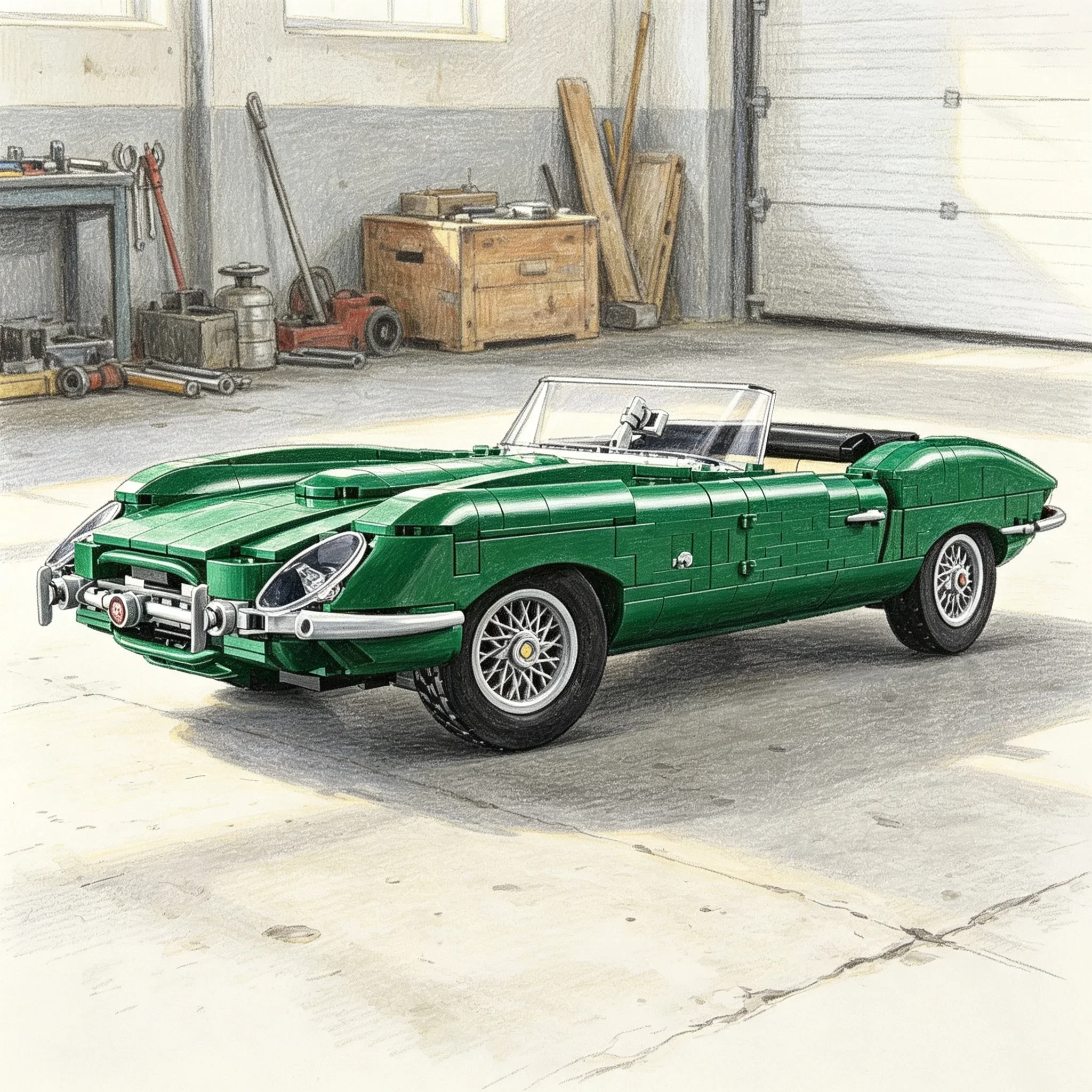 026 Popular 1673pcs British Classic Supercar Retro Convertible 77 RW Sportscar Building Blocks Model Toy For Ornament Gift