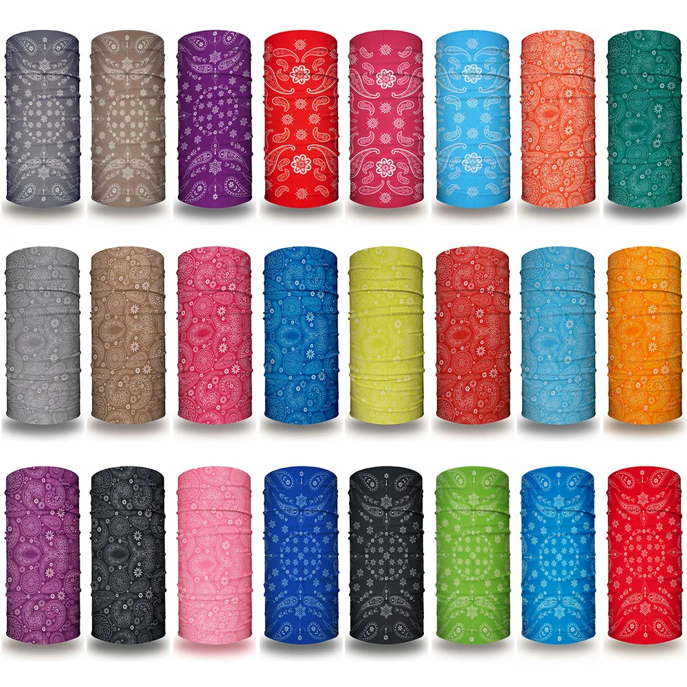 Kolorowe ocieplacze na szyję Paisley dla kobiet mężczyzn nadruk artystyczny wiatroszczelna jazda piesze wycieczki twarz bandany z pałąkiem na głowę bezszwowa kominiarka szalik