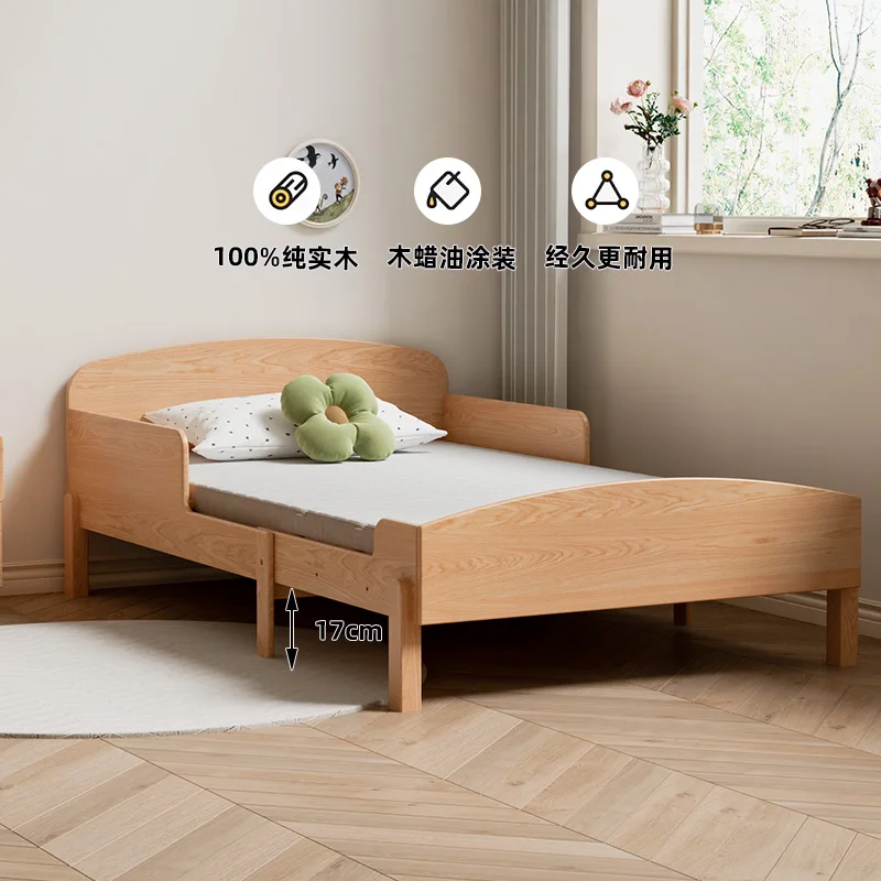 Solid wood children's telescopic bed folding pull-out splicing with guardrail boys and girls princess growth 0.8/1 m