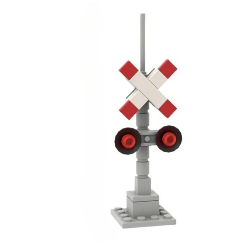 Children's Educational Building Block Toys MOC City Street Fence Pedestrian Crossing Traffic Light Barrier Gate Road Accessories