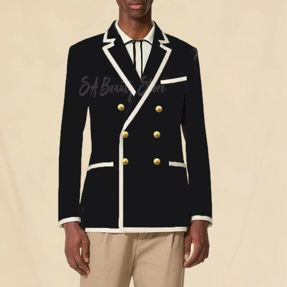 

Men's wool Suit Jacket Black wool short coat double breasted slim fit Graduation Evening Men's Dress Coat Man Blazers