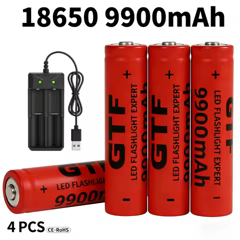 18650 Battery Rechargeable Battery 3.7V 18650 9900mAh Capacity Li-ion Rechargeable Battery For Flashlight Torch Battery+Charger