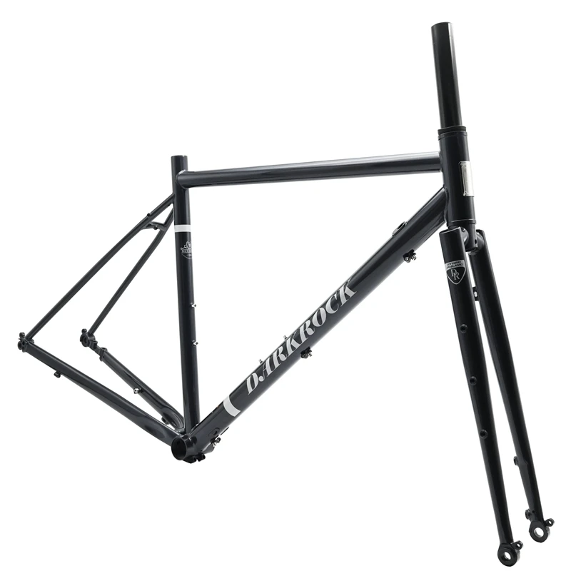 DARKROCK-Road Bike Frame with Fork for Touring Bikes, Cr-Mo Steel Frameset, Thru Axle Disc Brake, Gravel Bicycle Frame, 700C