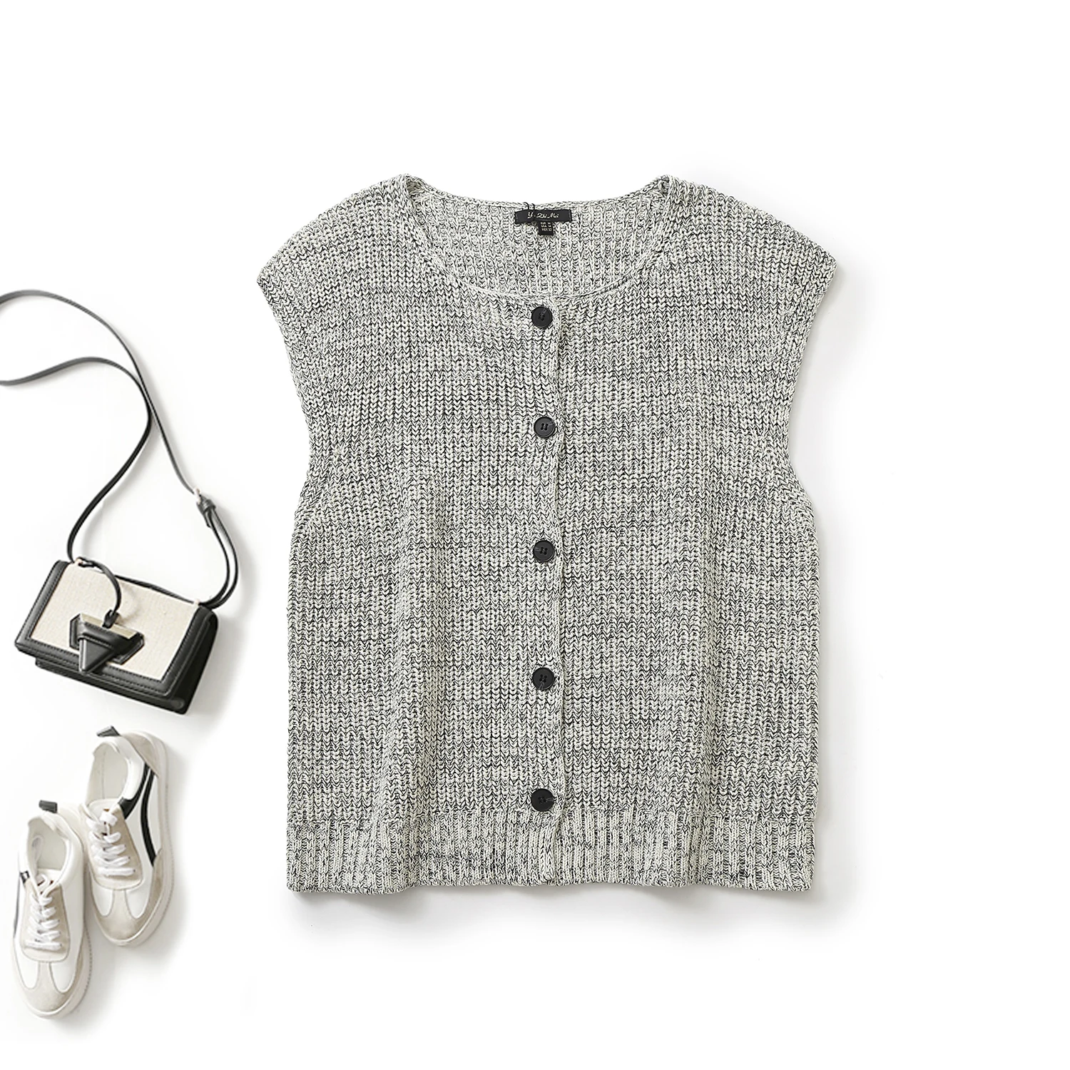 Ethereal MD 2024 new style of Women\'s casual Smart Commuter wind Skin friendly pure cotton reverse knitting vest vest