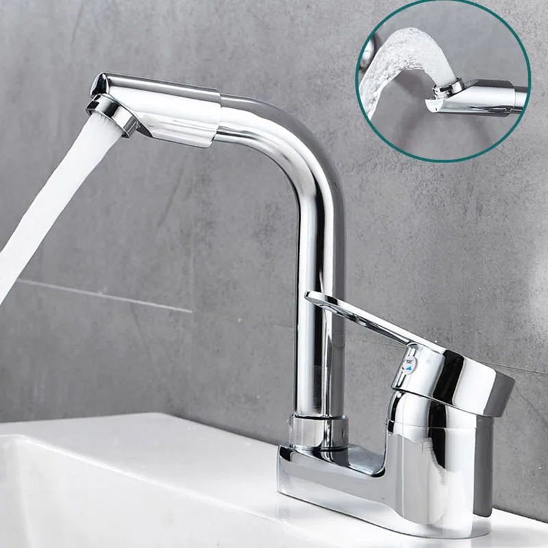

Two-Hole Zinc Alloy Bathroom Faucet, Single Handle 720° Rotation, Ceramic Valve & Built-In Aerator