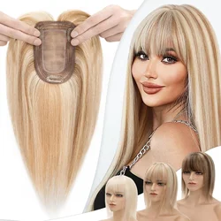 PROKYVITY 7x13cm 6-18inches 100% Human Hair Toppers Silk Base Clip-In Wigs 33g-53g Extensions Natural Hairpiece for Women