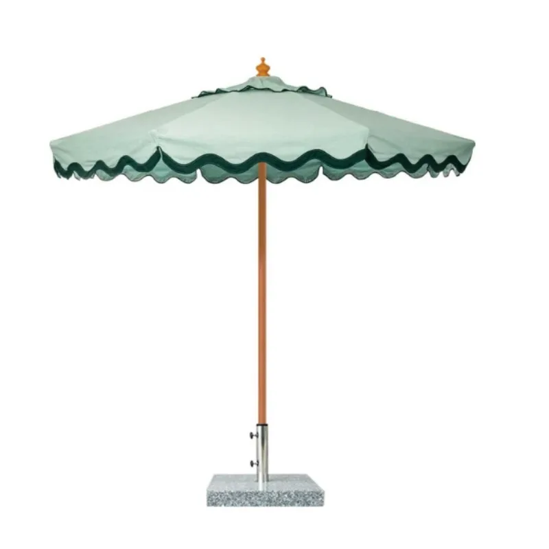 210*210cm Outdoor Boho Parasol UPF50+ Canvas Shade Ash Wood Pole Heavy Duty Vent Garden Patio Furniture with Carry Bag