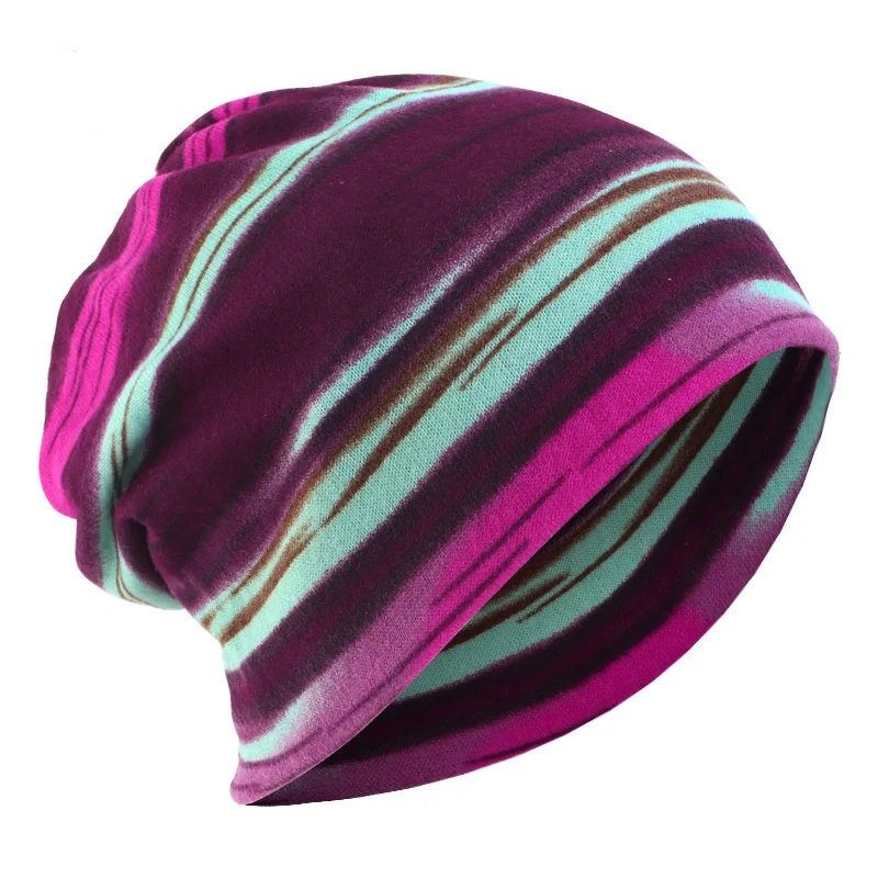 Spring  Autumn Early Winter Printed Rainbow Color Double Windproof Keepwarm Cap Skullies&Beanies