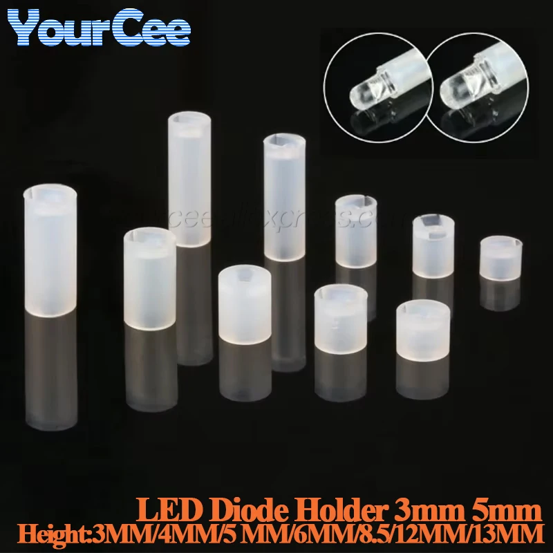 100 szt. Uchwytów na diody LED 3mm 5mm Klips Oprawka Mocowanie DIY Dioda Emitująca Światło LED Podkładka Dystansowa Słupek Lampy 3/4/5/6/8.5/12/13mm