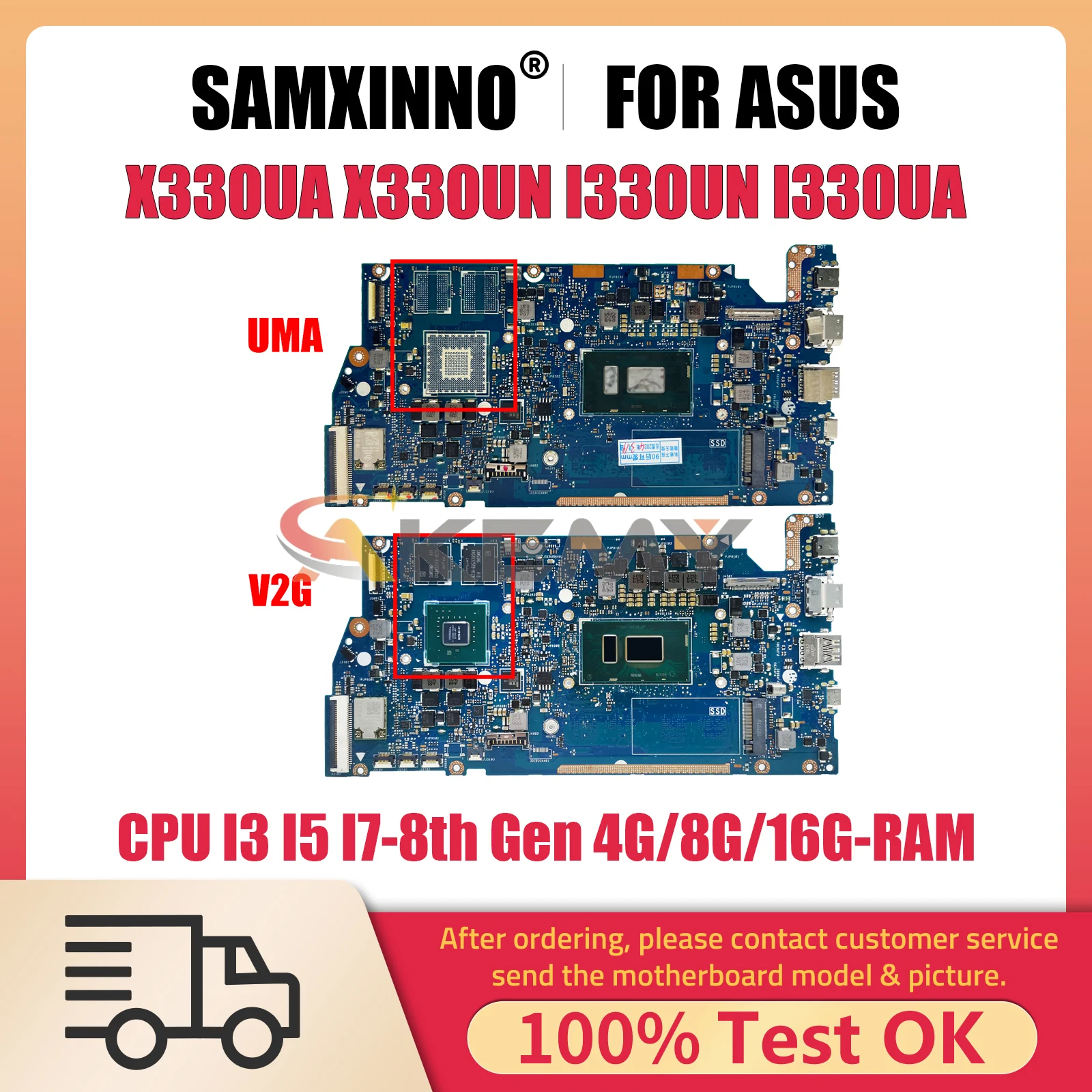 

X330UA Laptop Motherboard For ASUS VivoBook X330UN I330UN I330UA X330U Notebook Mainboard CPU I3 I5 I7 8th Gen 4G 8G 16G RAM