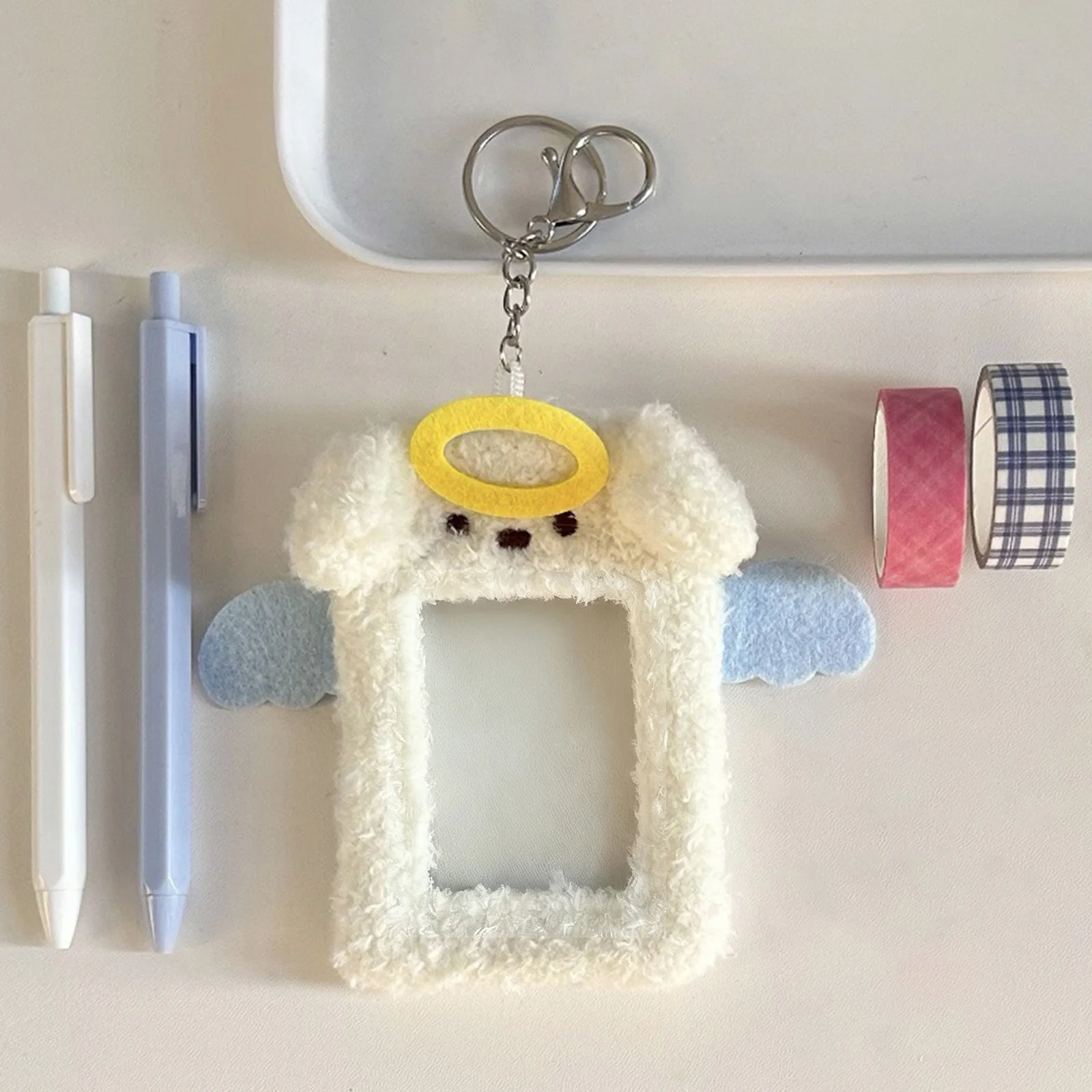 Angel Puppy Devil Kitten 3 Inch Kpop Photocard Holder Kawaii Plush Id Card Photo Display Holder Bag Korean School Stationery view 2
