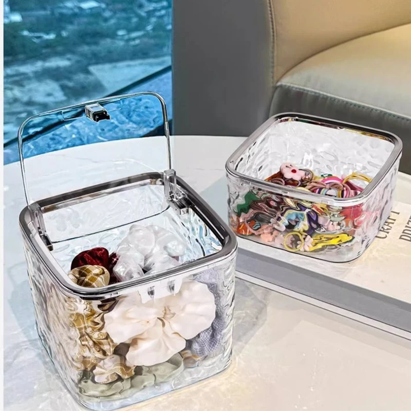 

Органайзер для аксессуаров для волос, ящик для хранения, прозрачный акриловый органайзер для резинок для волос для повязки на голову, бантов, организация ватных тампонов, ванной комнаты
