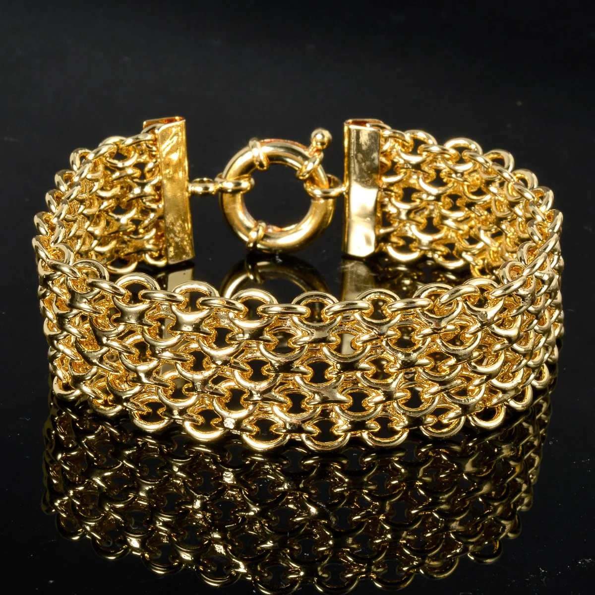 New 20MM wide copper chain bracelet Unisex 18K gold plated wristband Miami braided Rolo cable Roadside chain bracelet Jewelry